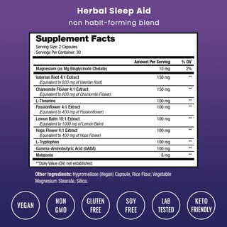 Foto 2 | Ayuda a Dormir NutraChamps 10 en 1 Natural para Adultos con Melatonina - Venta Internacional