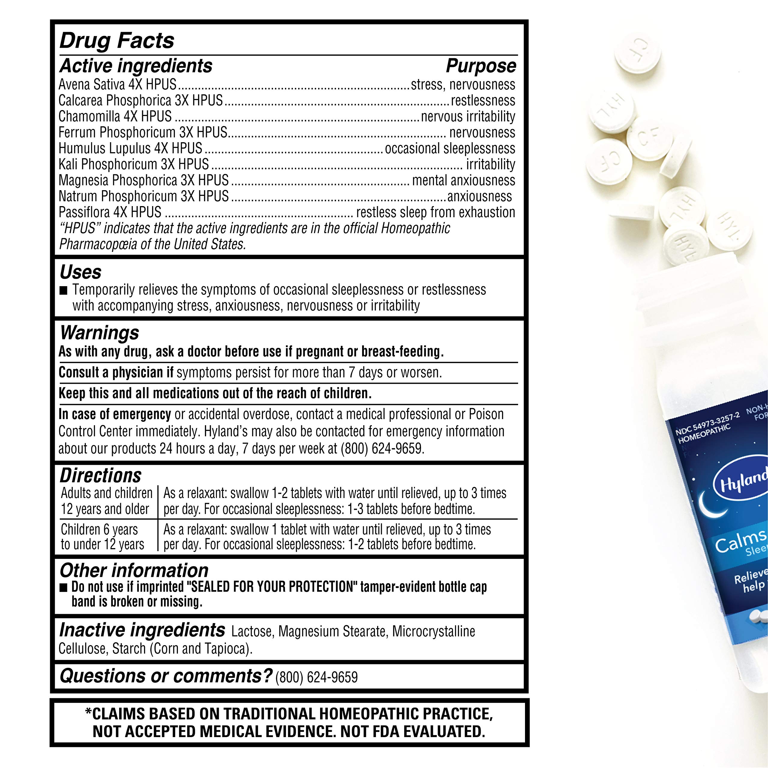 Foto 4 | Tabletas para Dormir Hyland's Calms Forte' Natural 50 Unidades - Venta Internacional