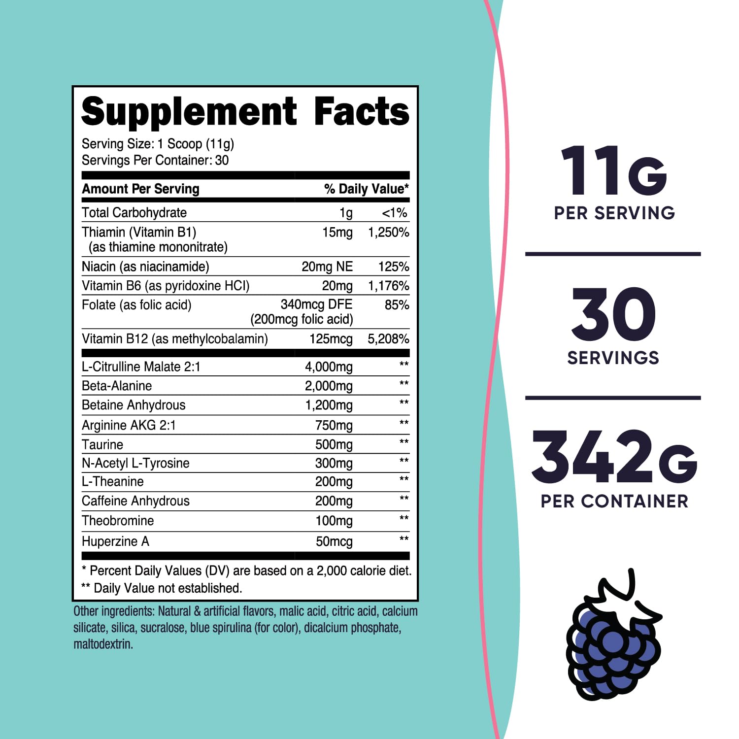 Foto 3 pulgar | Polvo Pre-Entrenamiento Nutricost Blue Raspberry 30 Porciones 342 g - Venta Internacional