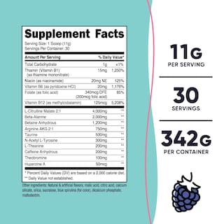 Foto 2 | Polvo Pre-Entrenamiento Nutricost Blue Raspberry 30 Porciones 342 g - Venta Internacional