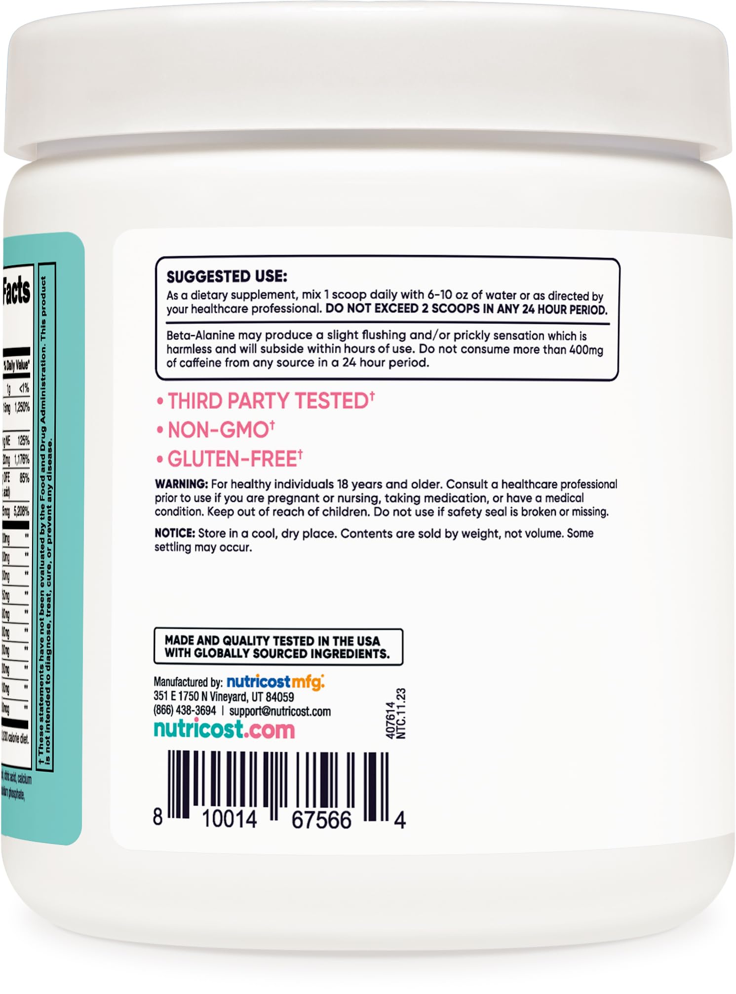 Foto 4 | Polvo Pre-Entrenamiento Nutricost Blue Raspberry 30 Porciones 342 g - Venta Internacional