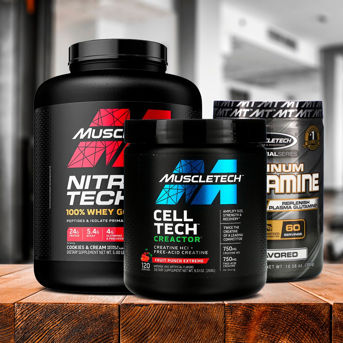 Foto 2 pulgar | Combo De Proteina Nitro Tech Whey Gold Muscletech+ Platinum 100% + Creatina Creactor Muscletech