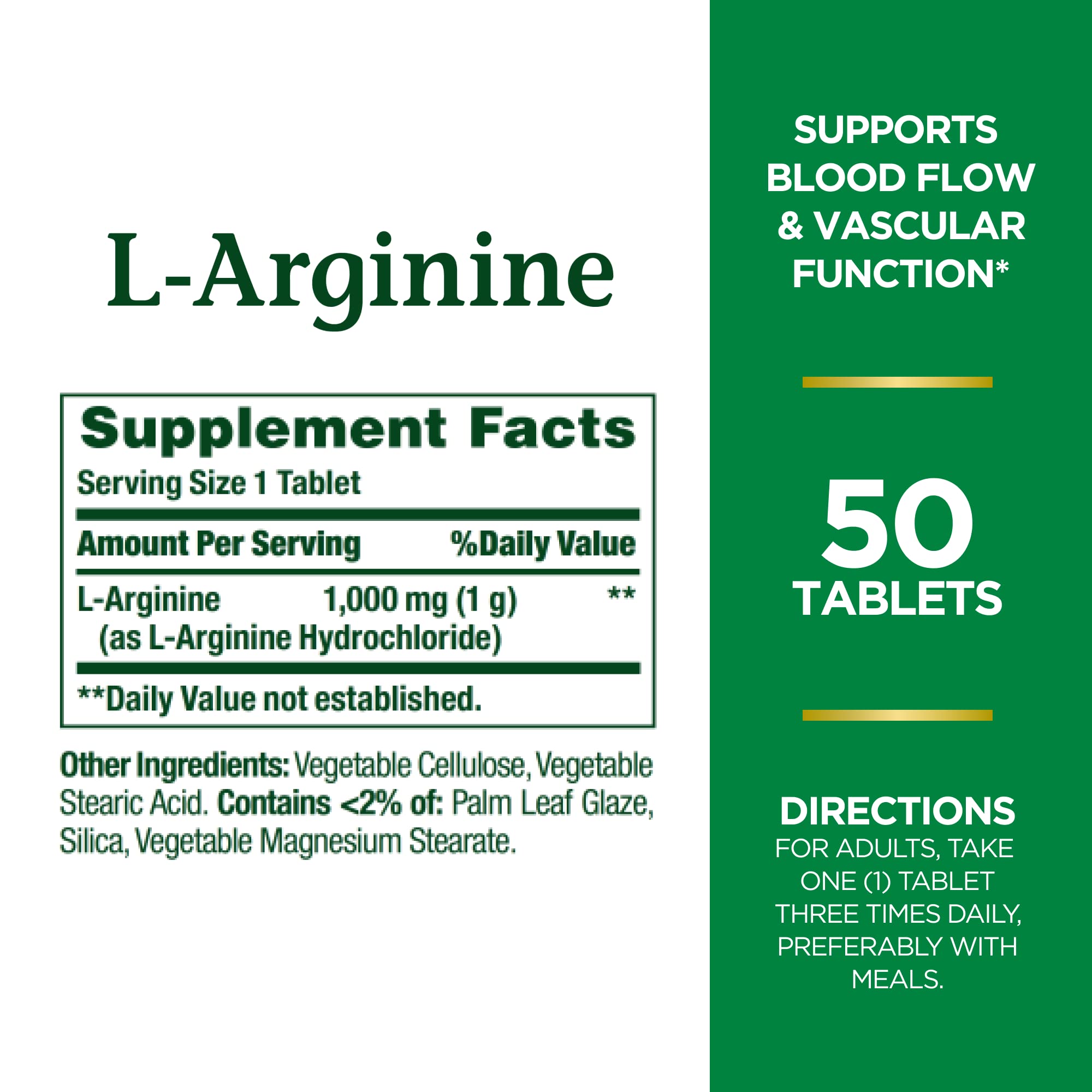 Foto 3 pulgar | Suplemento Nature's Bounty L-arginina de 50 Tabletas-Venta Internacional