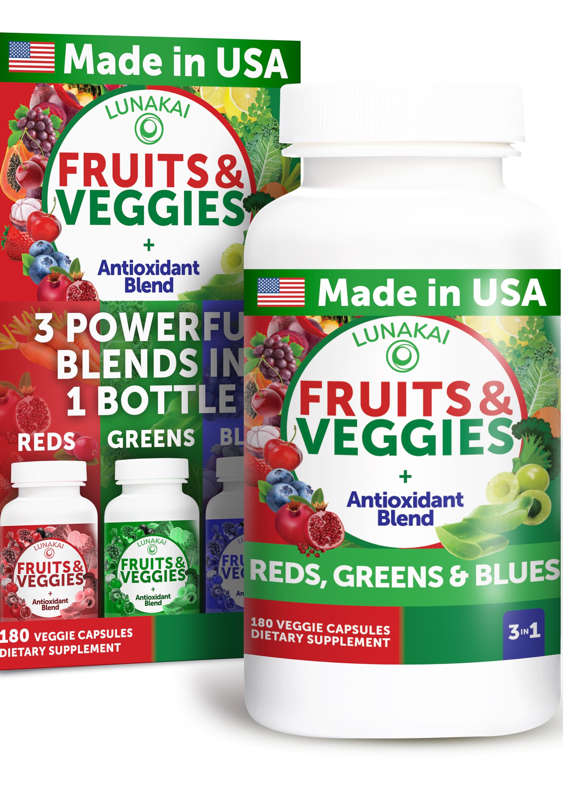 Foto 2 pulgar | Suplemento Lunakai Fruits & Veggies de 180 Cápsulas-Venta Internacional