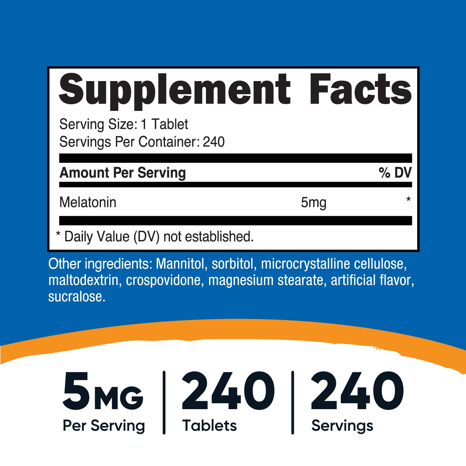 Foto 3 pulgar | Suplemento Nutricost Melatonin 5 Mg 240 Comprimidos- Venta Internacional