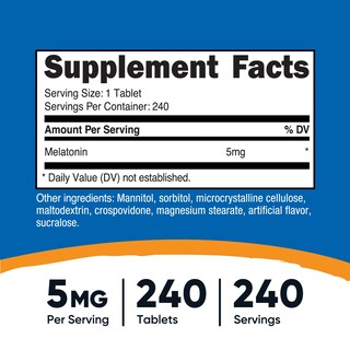Foto 2 | Suplemento Nutricost Melatonin 5 Mg 240 Comprimidos- Venta Internacional