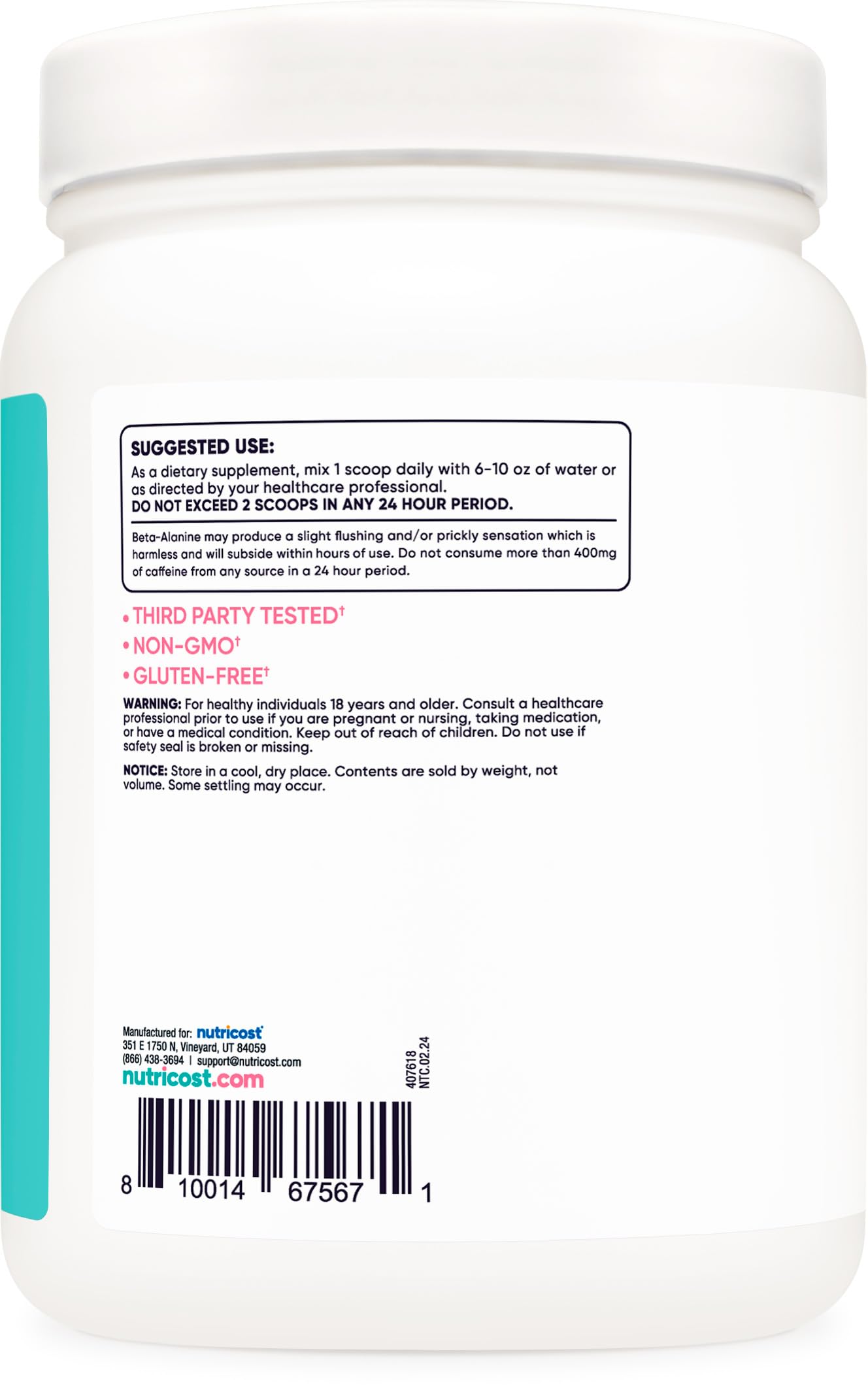 Foto 5 pulgar | Polvo Pre-Entrenamiento Nutricost Blue Raspberry 60 Porciones 665 g - Venta Internacional