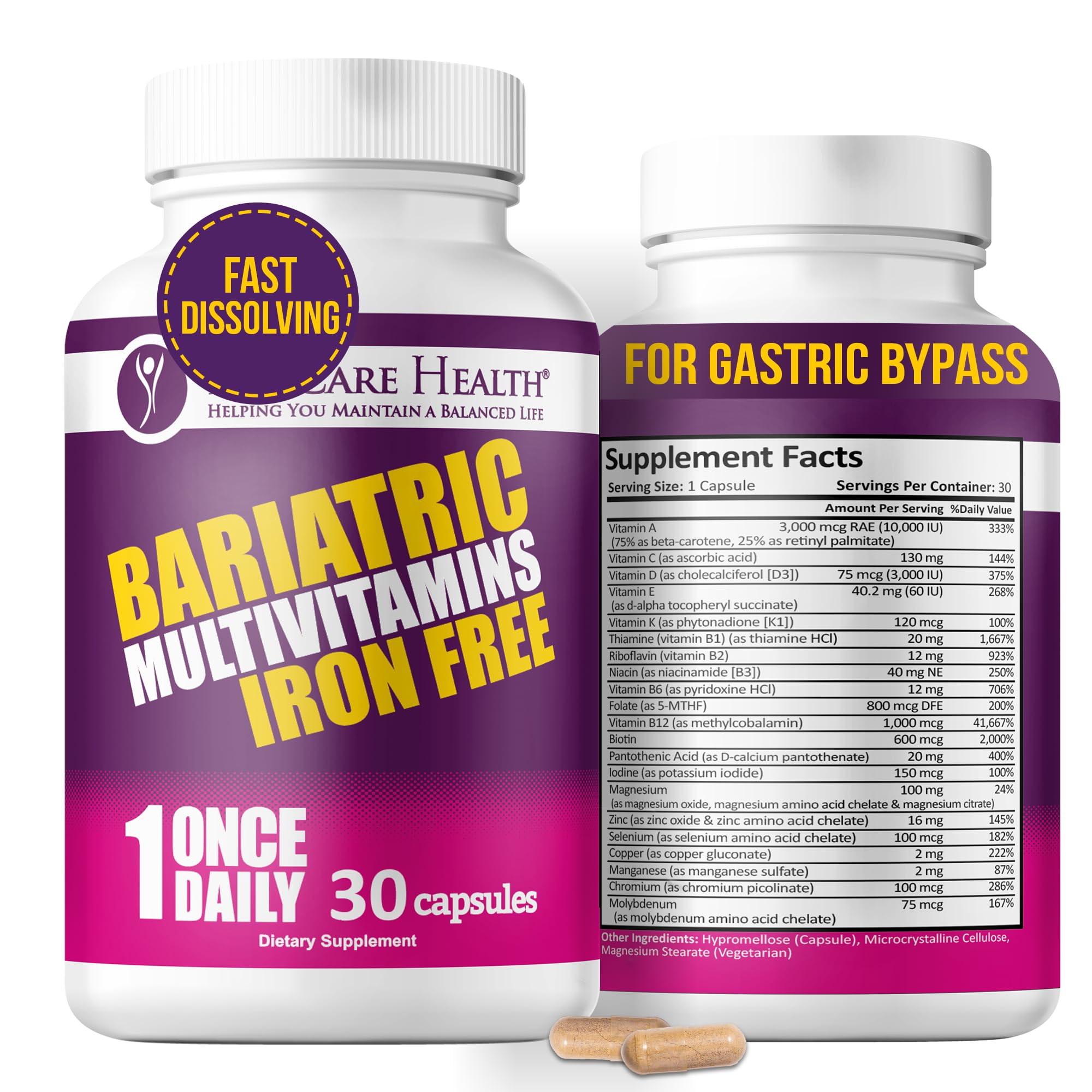 Foto 1 | Multivitamínico Bariátrico Procare Health sin Hierro 30 Cápsulas - Venta Internacional