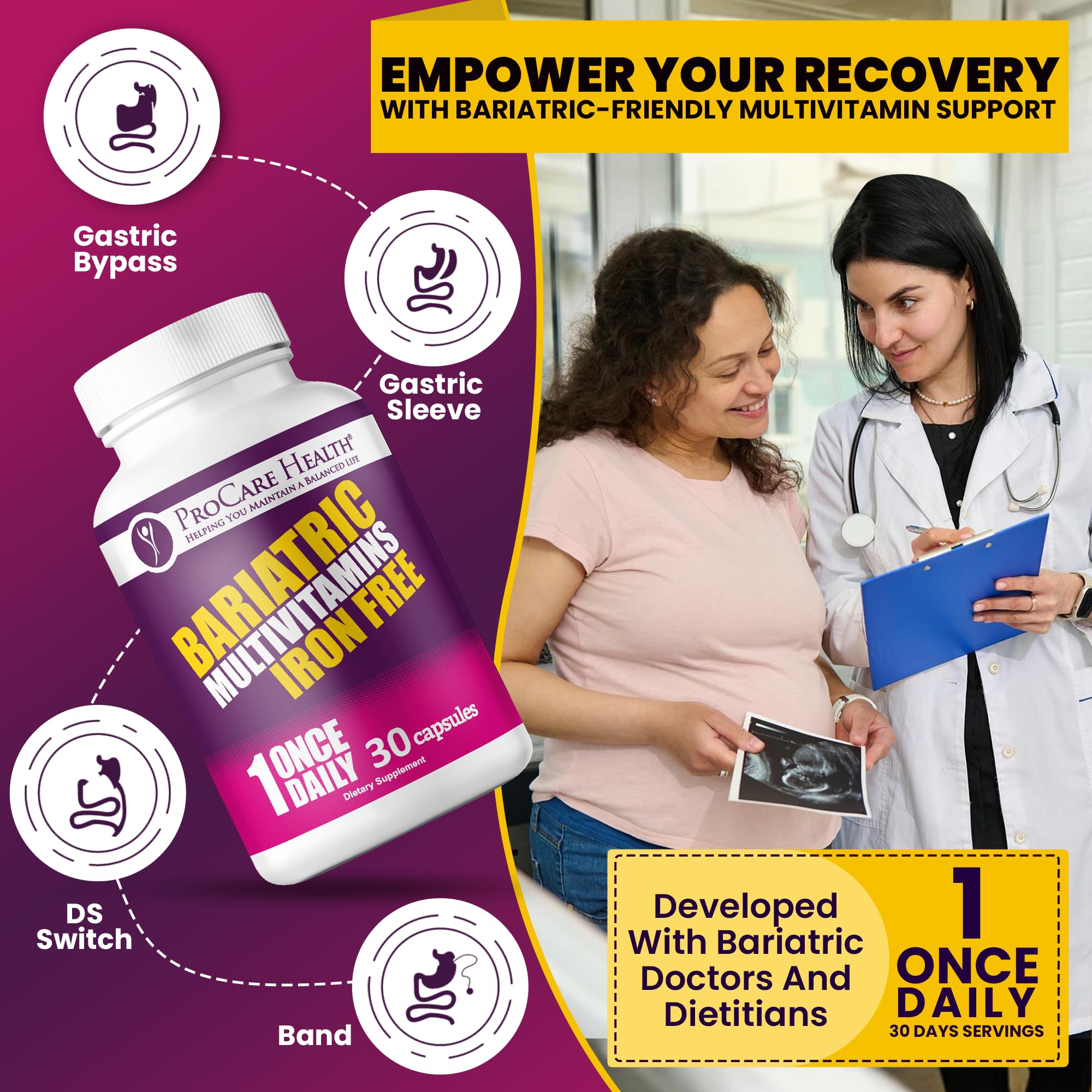 Foto 4 pulgar | Multivitamínico Bariátrico Procare Health sin Hierro 30 Cápsulas - Venta Internacional
