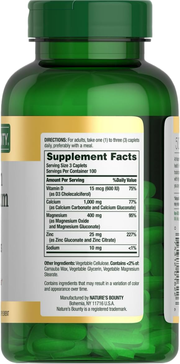 Foto 2 | Suplemento Nature's Bounty Calcio Magnesio Zinc y Vitamina D3 - Venta Internacional