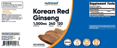 Foto 6 | Suplemento Nutricost Ginseng Coreano 1000 mg 240 Cápsulas - Venta Internacional