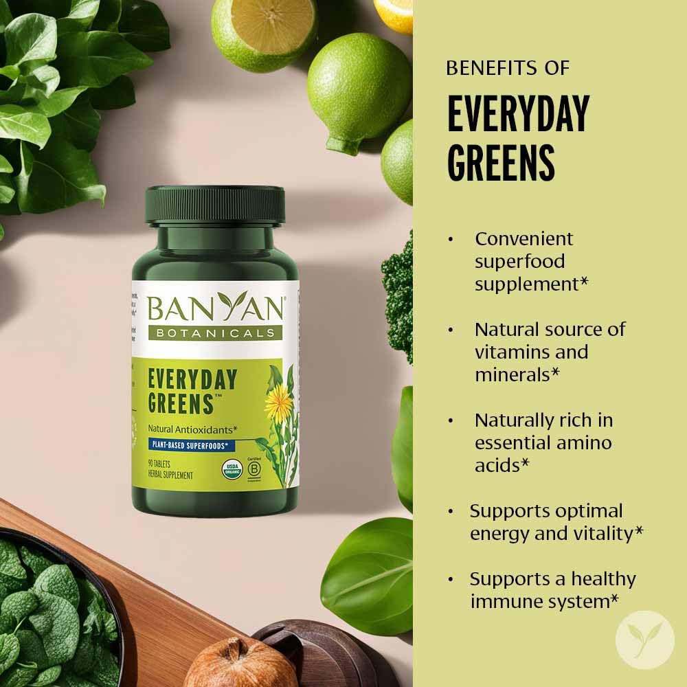 Foto 3 pulgar | Suplemento Banyan Botanicals Everyday Greens 90 Comprimidos - Venta Internacional