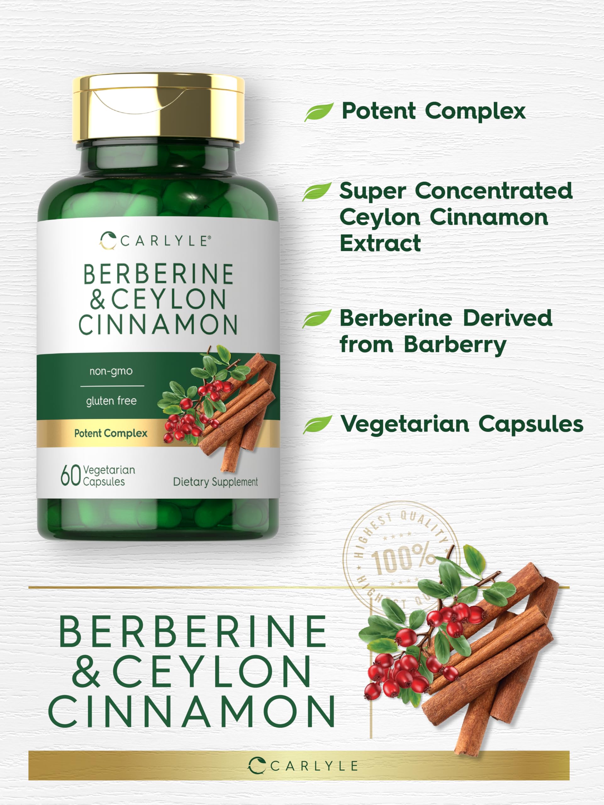 Foto 4 | Suplemento Carlyle Berberine Canela de Ceilán 2000 Mg 60 Cápsulas - Venta Internacional