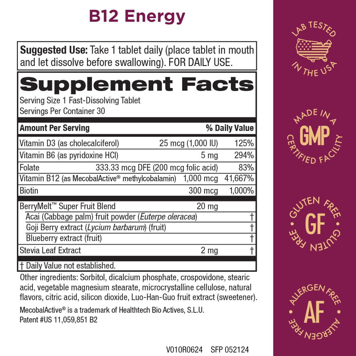 Foto 2 | Supplement Purity Products B-12 Energy Berry Lemonade Melt - Venta Internacional