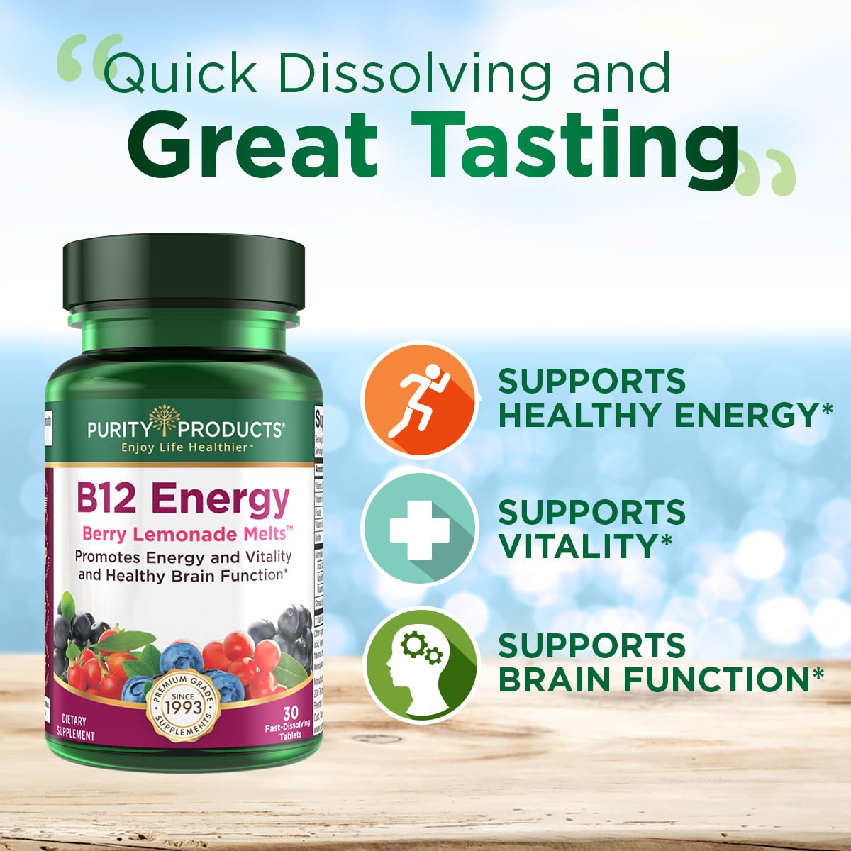 Foto 6 | Supplement Purity Products B-12 Energy Berry Lemonade Melt - Venta Internacional