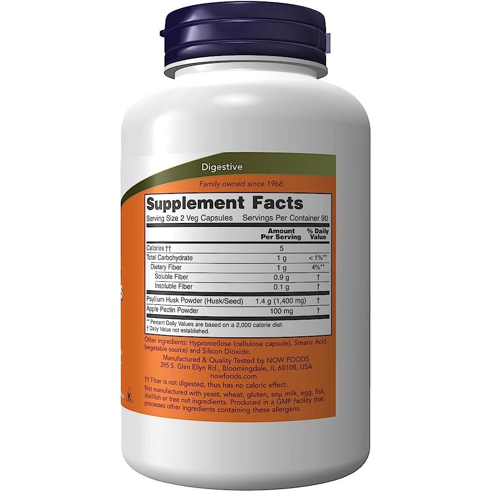 Foto 3 pulgar | Suplemento Now Psyllium Husk 700 Mg 180 Cápsulas
