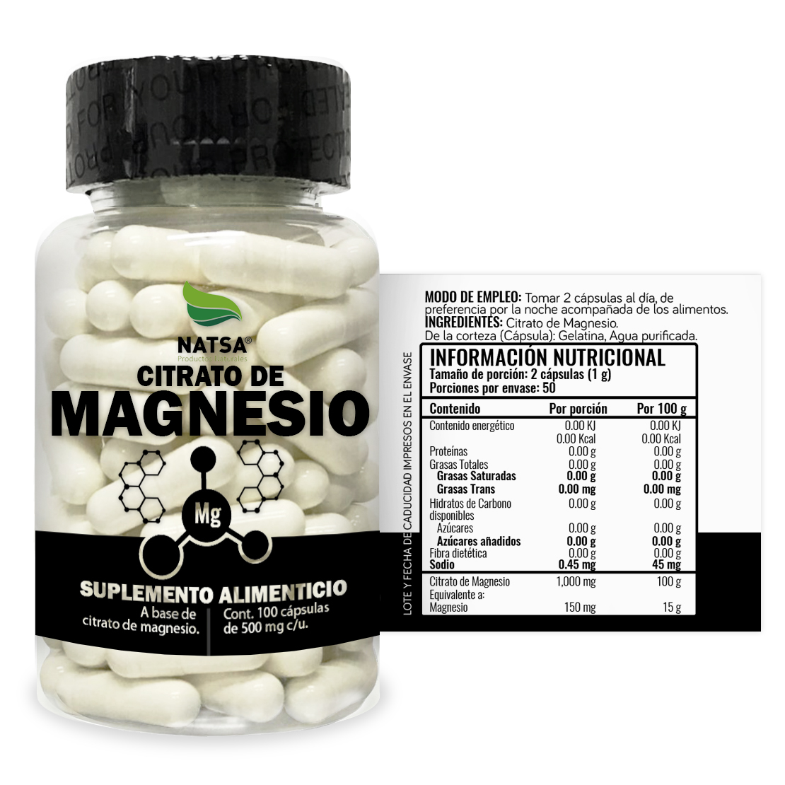 Foto 3 | Pack Citratos De Potasio Y Magnesio Natsa 100 Cápsulas C/u