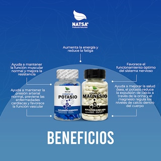 Foto 4 | Pack Citratos De Potasio Y Magnesio Natsa 100 Cápsulas C/u