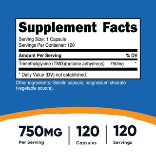 Foto 2 | Suplemento Nutricost Tmg (trimetilglicina) 750 Mg 120 Cápsulas - Venta Internacional.