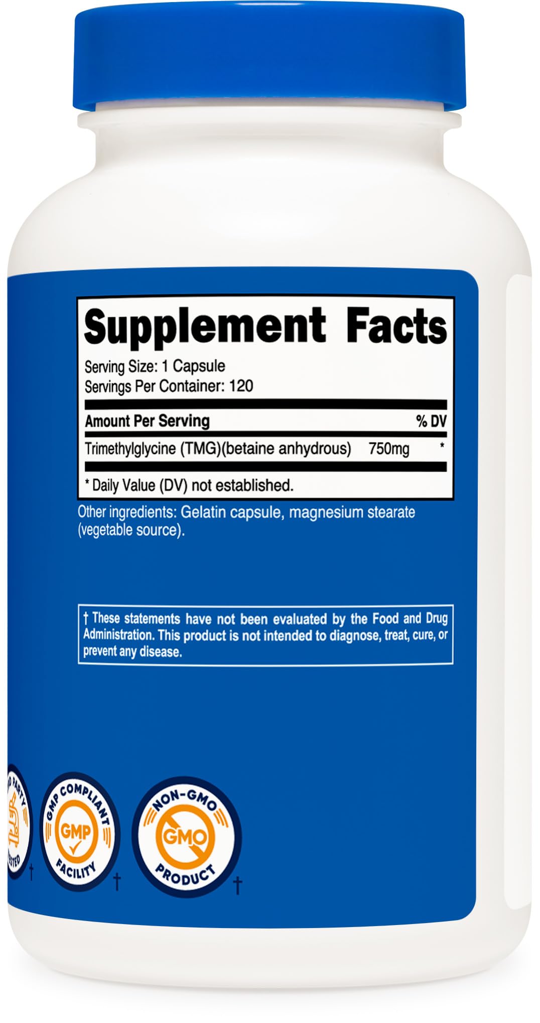 Foto 5 pulgar | Suplemento Nutricost Tmg (trimetilglicina) 750 Mg 120 Cápsulas - Venta Internacional.