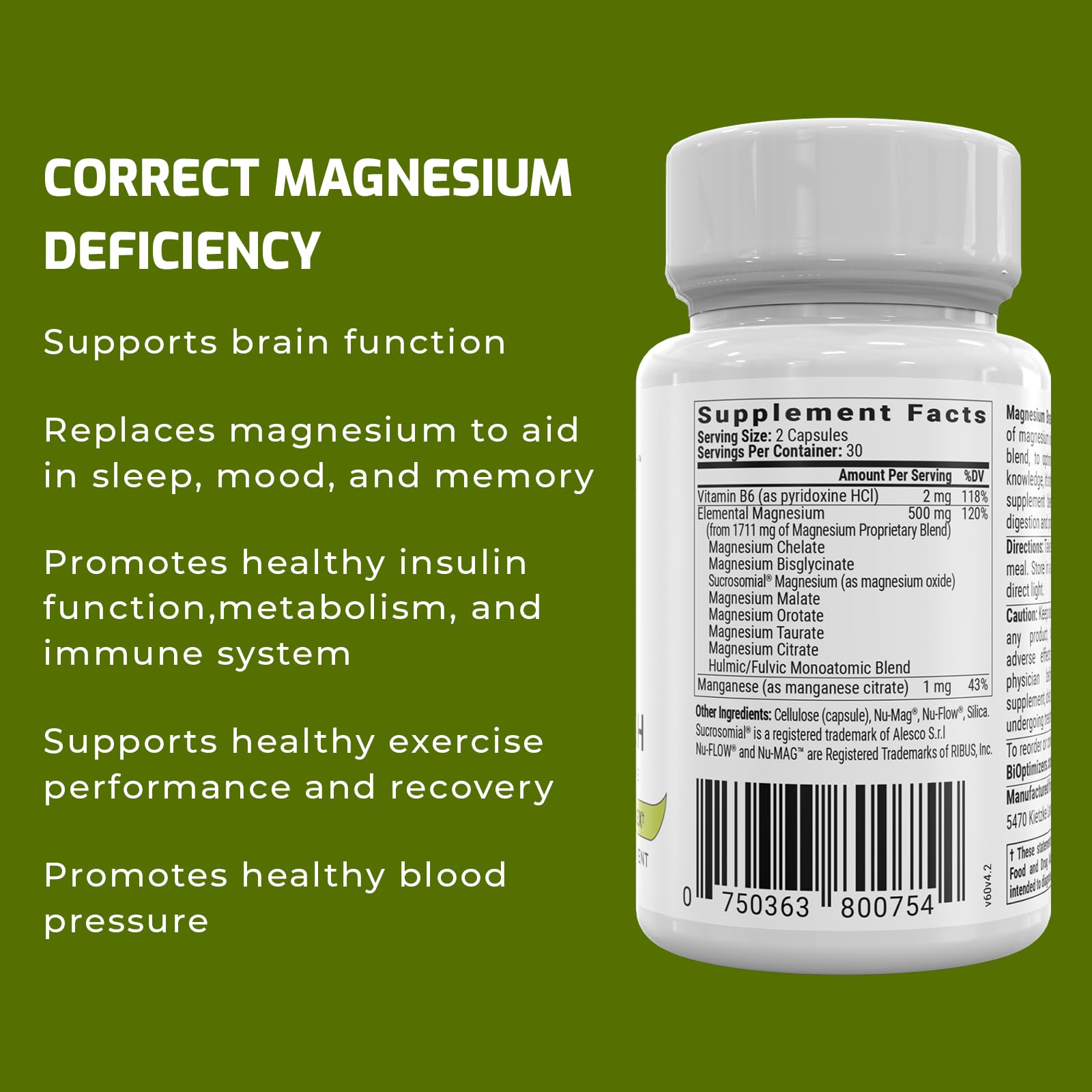Foto 5 pulgar | Suplemento Bioptimizers Magnesium Breakthrough 4.0 60 Cápsulas - Venta Internacional.