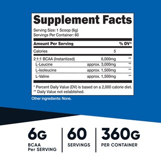 Foto 2 | Suplemento Bcaa en Polvo Nutricost Sin Sabor 60 Porciones - Venta Internacional