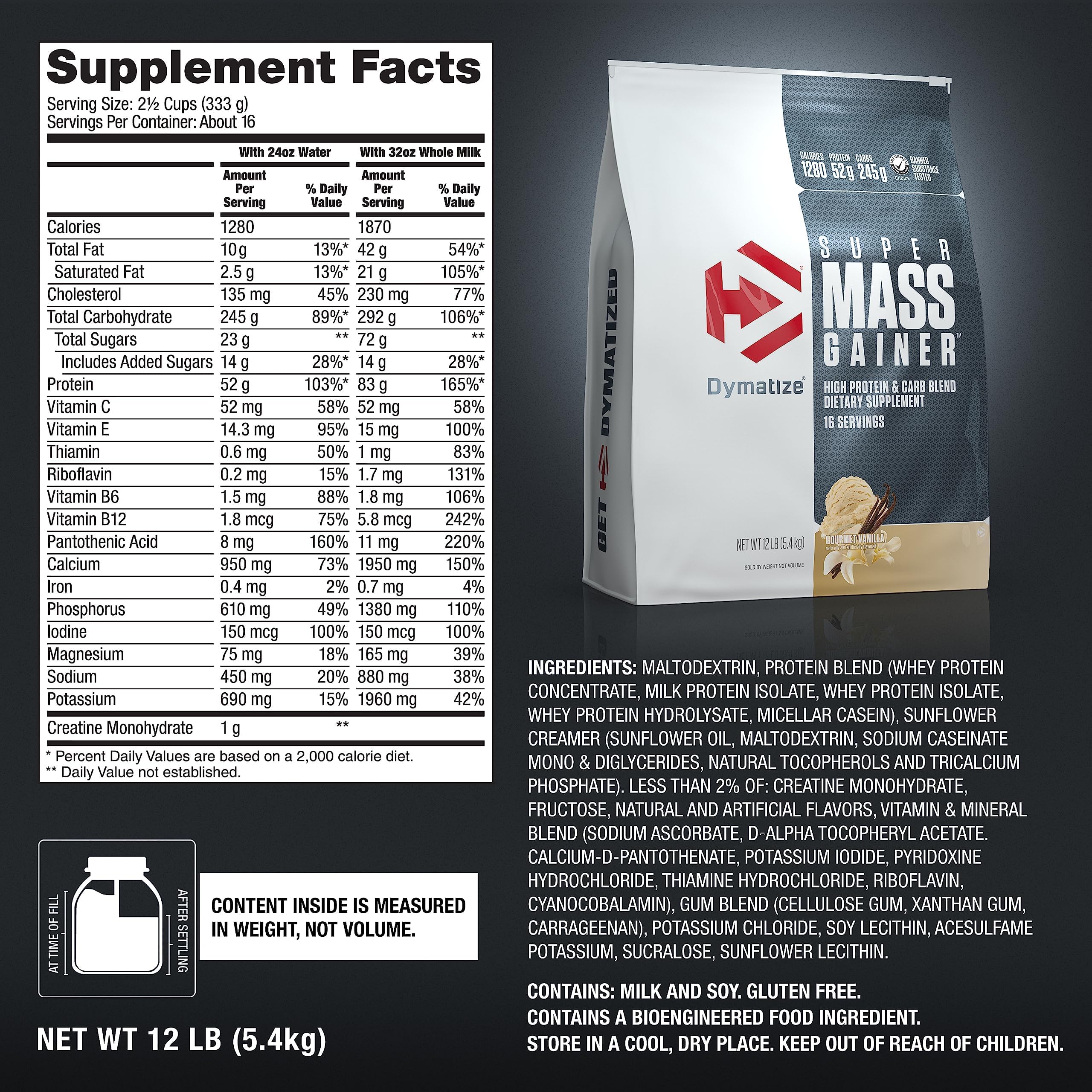 Foto 6 pulgar | Proteína Dymatize Super Mass Gainer 5,4 Kg 1280 Cal - Venta Internacional