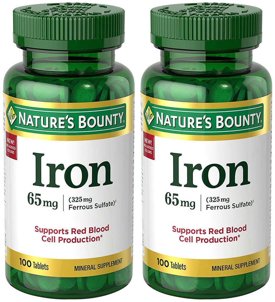 Foto 2 pulgar | Suplemento Nature's Bounty Iron 65 mg (325 mg de Sulfato Ferroso) Pack de 2 - Venta Internacional