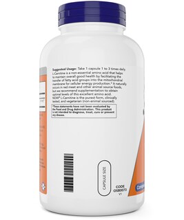 Foto 3 | Suplemento Now Foods L-carnitina 500 mg 240 Cápsulas Vegetales - Venta Internacional