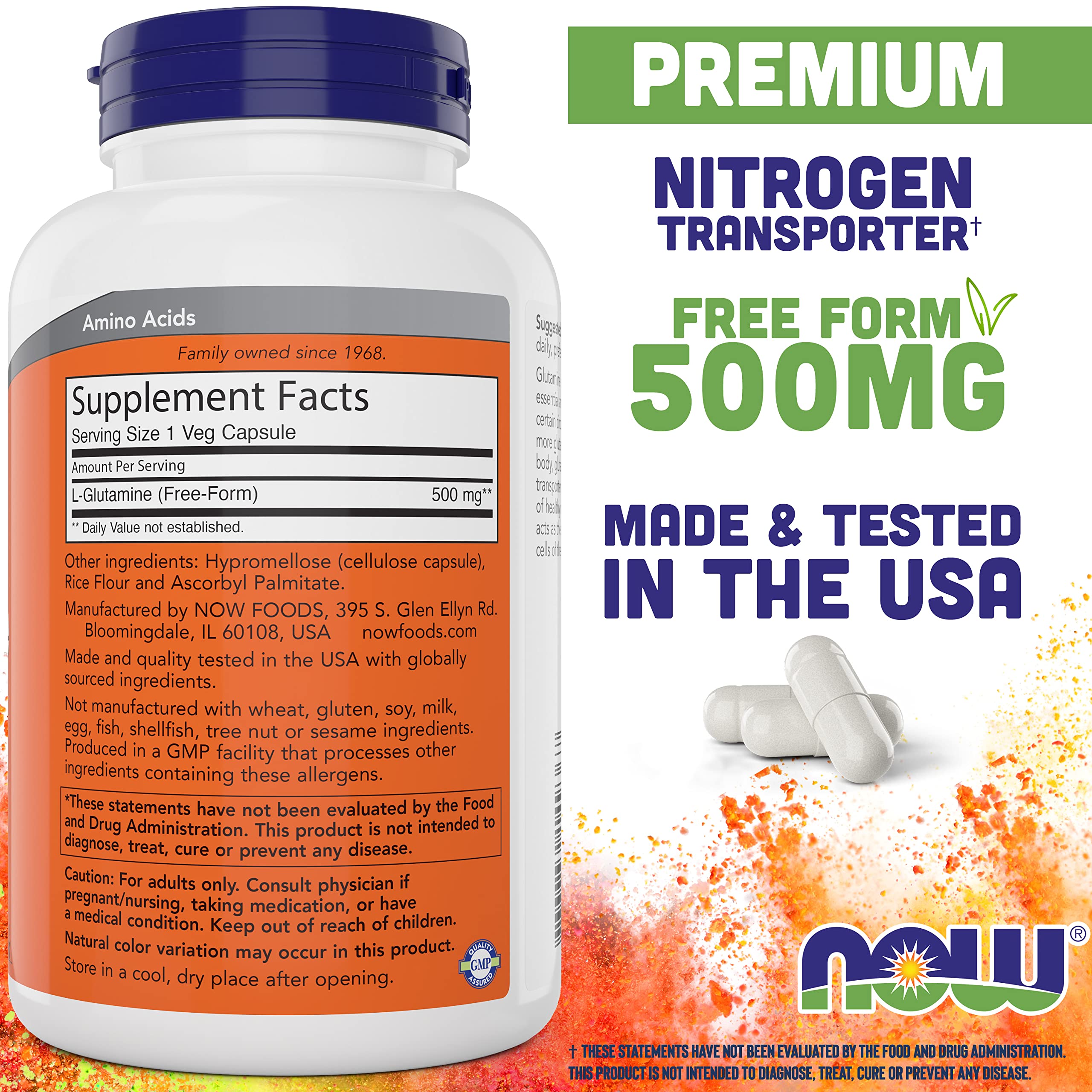 Foto 2 | Suplemento de L-glutamina 500 mg 300 Cápsulas  - Venta Internacional