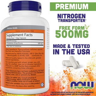 Foto 2 | Suplemento de L-glutamina 500 mg 300 Cápsulas - Venta Internacional