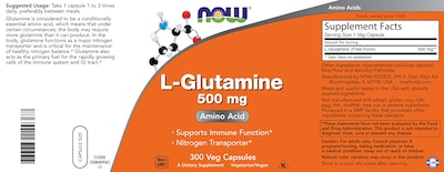 Foto 4 | Suplemento de L-glutamina 500 mg 300 Cápsulas - Venta Internacional