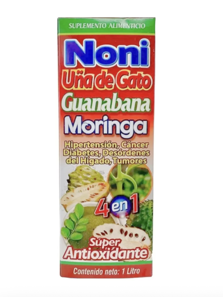 Foto 2 pulgar | Tonico Noni, Uña De Gato, Guanabana, Moringa Súper Antioxidante 1l