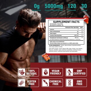 Foto 5 | Suplemento Vifssg, Gomitas De Monohidrato De Creatina, 120 G, Sin Azúcar - Venta Internacional.