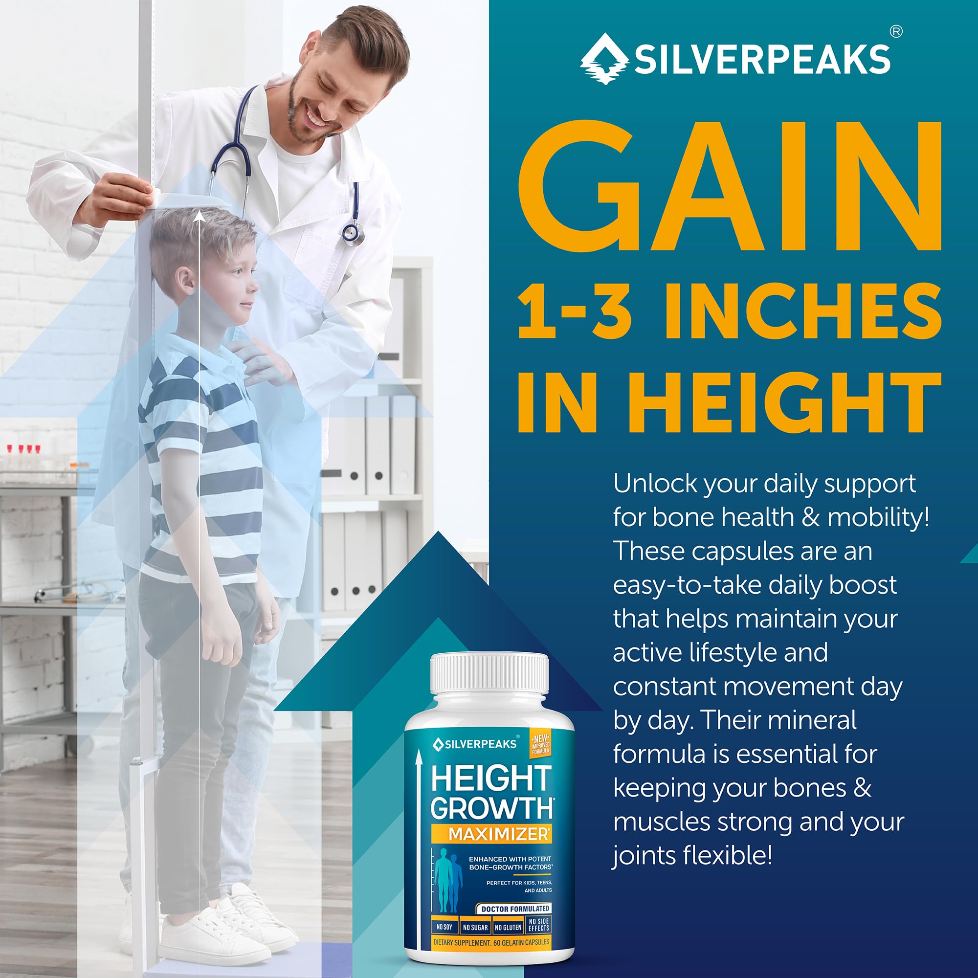 Foto 5 pulgar | Complemente Las Cápsulas De Crecimiento Silverpeaks Para Crecer Más Alto - Venta Internacional.