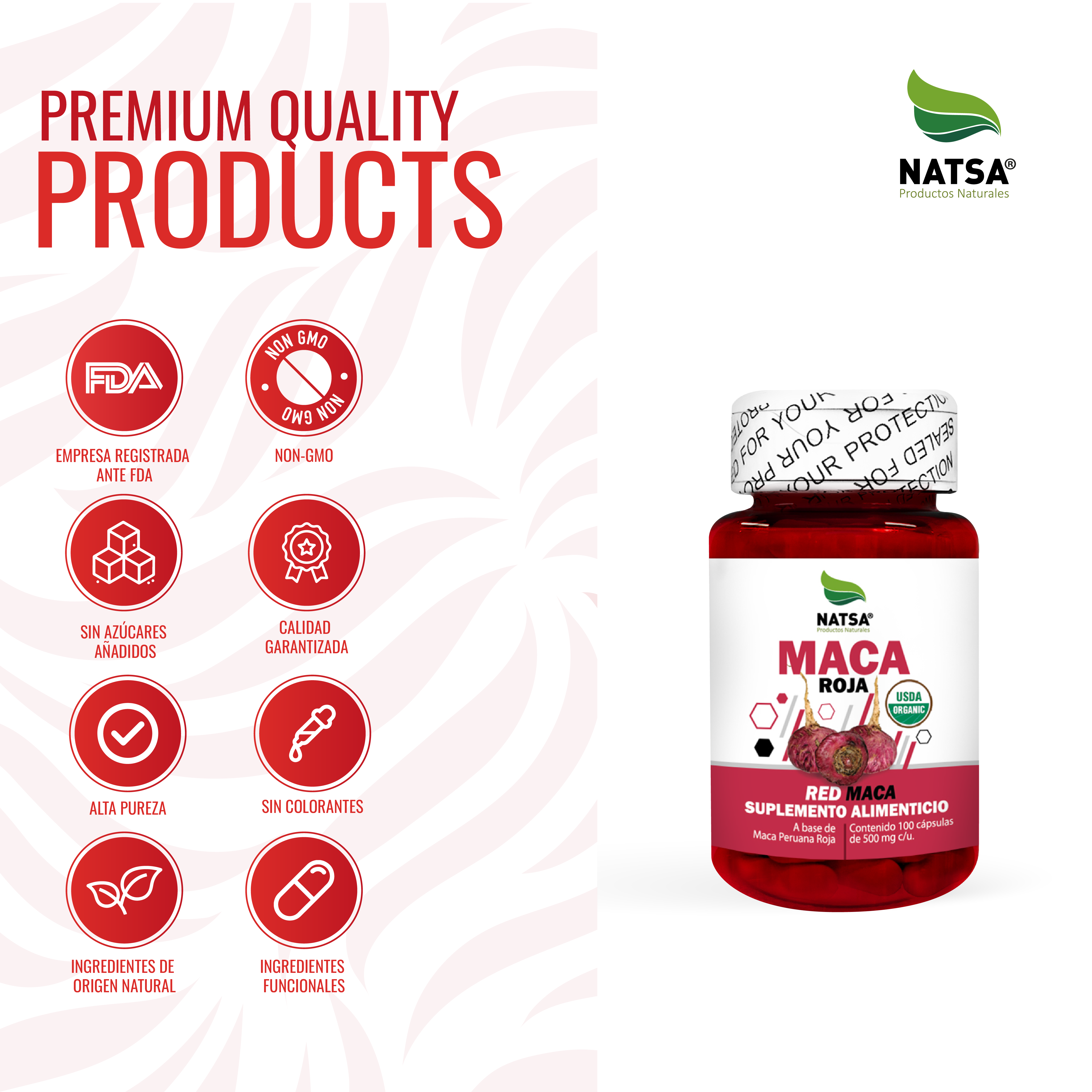 Foto 5 pulgar | Suplemento Maca Roja Natsa 100 Cápsulas