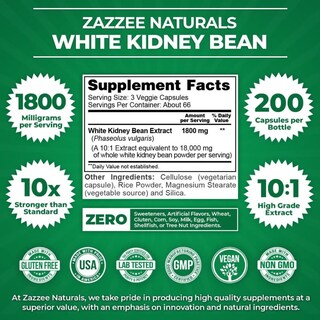 Foto 2 | Zazzee Naturals | White Kidney Bean 18,000 Mg – 200 Cápsulas | Bloqueador Natural De Carbohidratos Y Control Del Apet