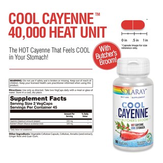 Foto 3 | Suplemento Solaray Cool Cayenne Pepper 40,000 Hu 90 Cápsulas Vegetales - Venta Internacional.