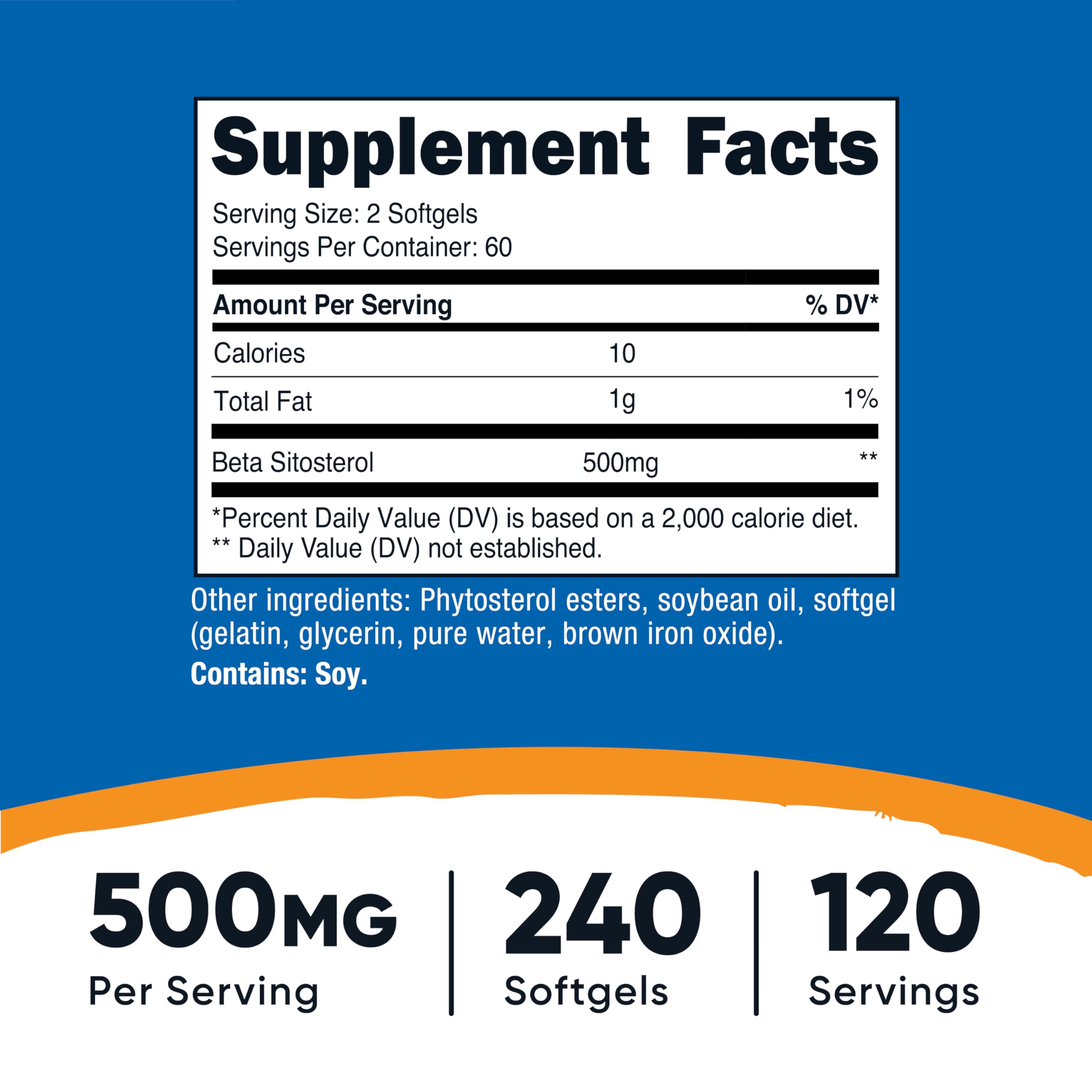 Foto 3 pulgar | Suplemento Nutricost Beta Sitosterol 500 Mg 240 Cápsulas Blandas - Venta Internacional.