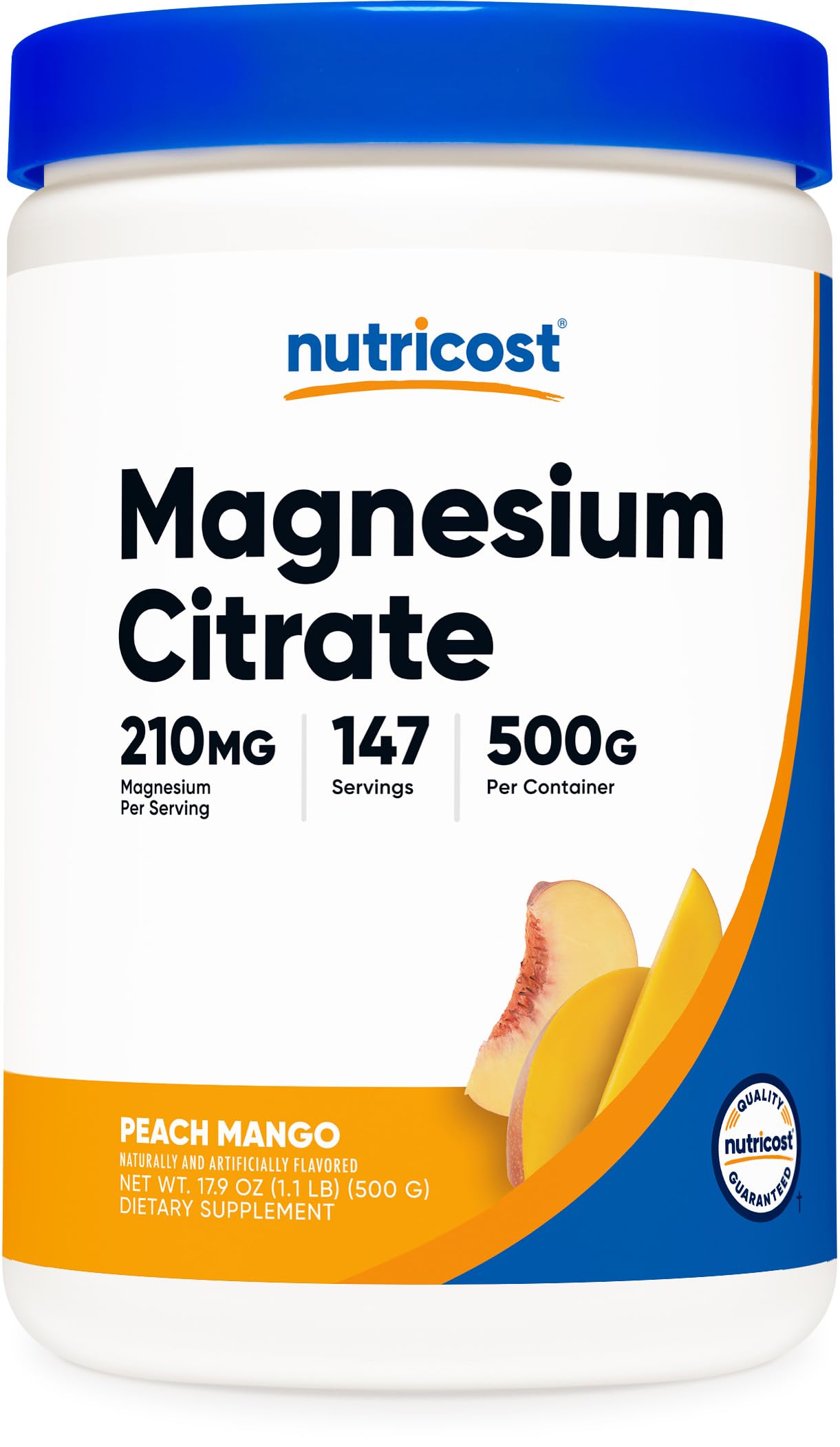 Foto 2 pulgar | Citrato De Magnesio En Polvo Nutricost Peach Mango 500g - Venta Internacional.