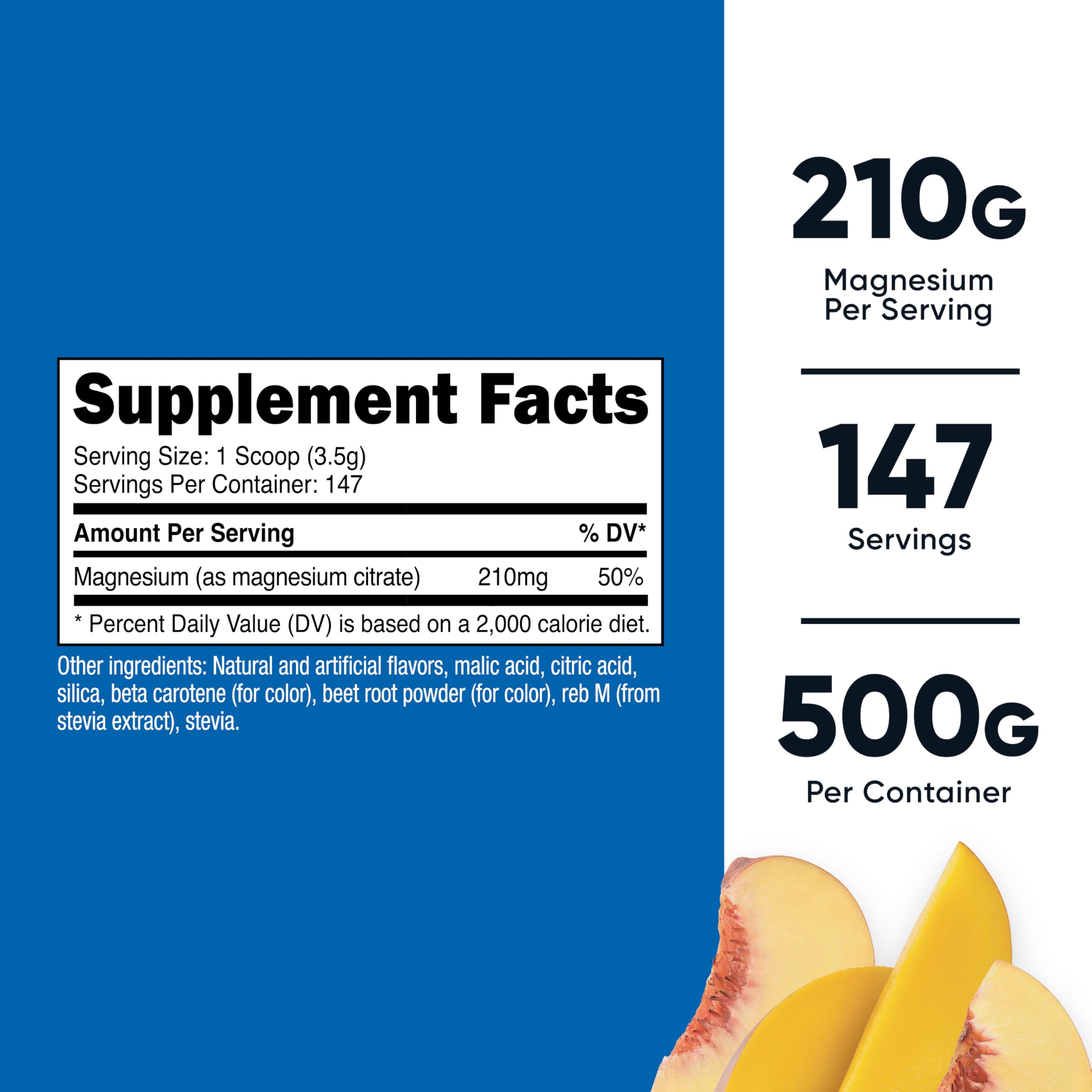 Foto 3 pulgar | Citrato De Magnesio En Polvo Nutricost Peach Mango 500g - Venta Internacional.