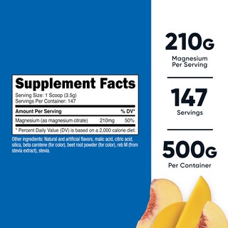Foto 2 | Citrato De Magnesio En Polvo Nutricost Peach Mango 500g - Venta Internacional.