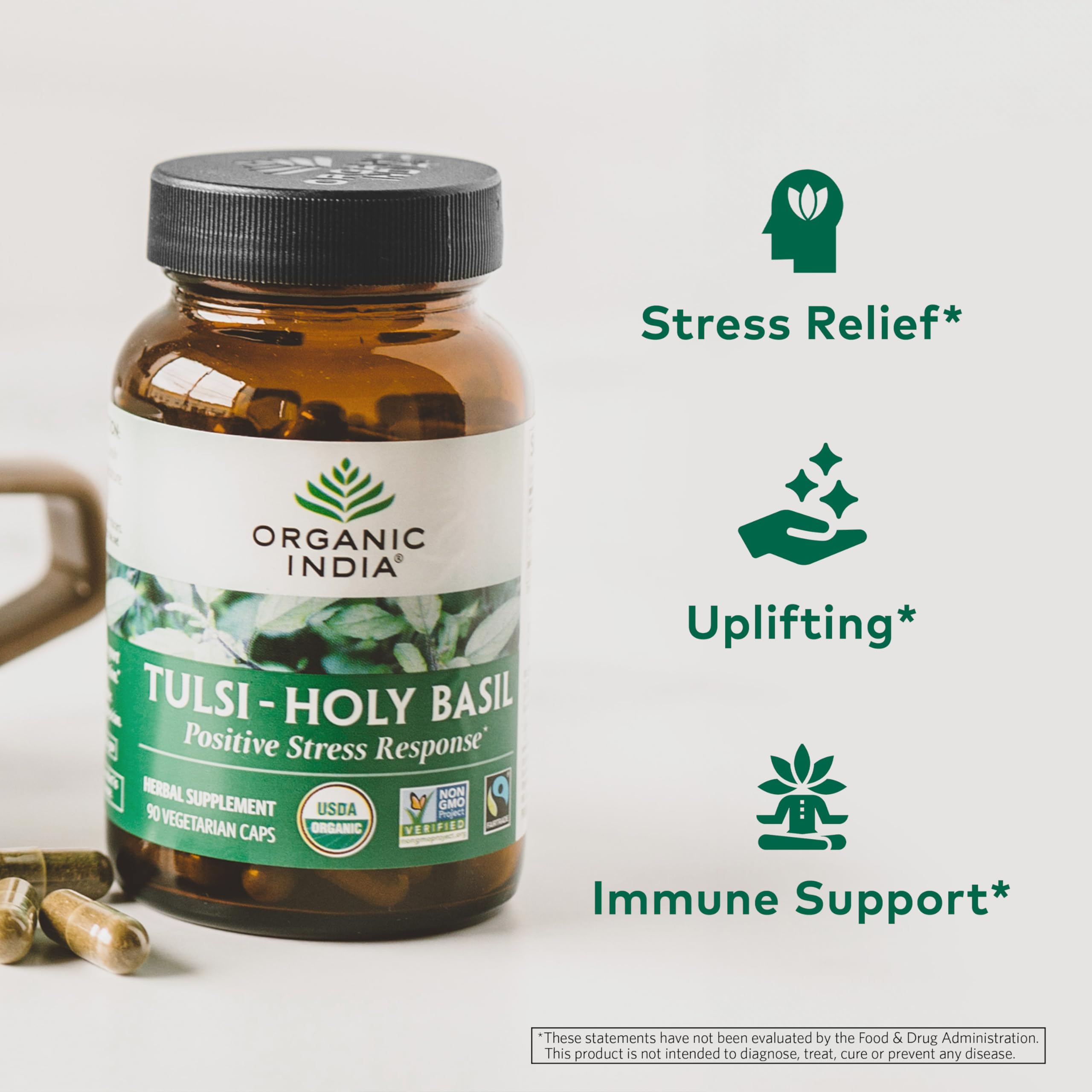 Foto 4 pulgar | Suplemento Organic India Tulsi Holy Basil 180 Cápsulas - Venta Internacional.