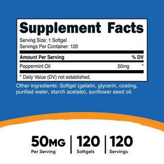 Foto 2 | Cápsulas Blandas De Aceite De Menta Supplement Nutricost De 50 Mg (120 Unidades) - Venta Internacional.