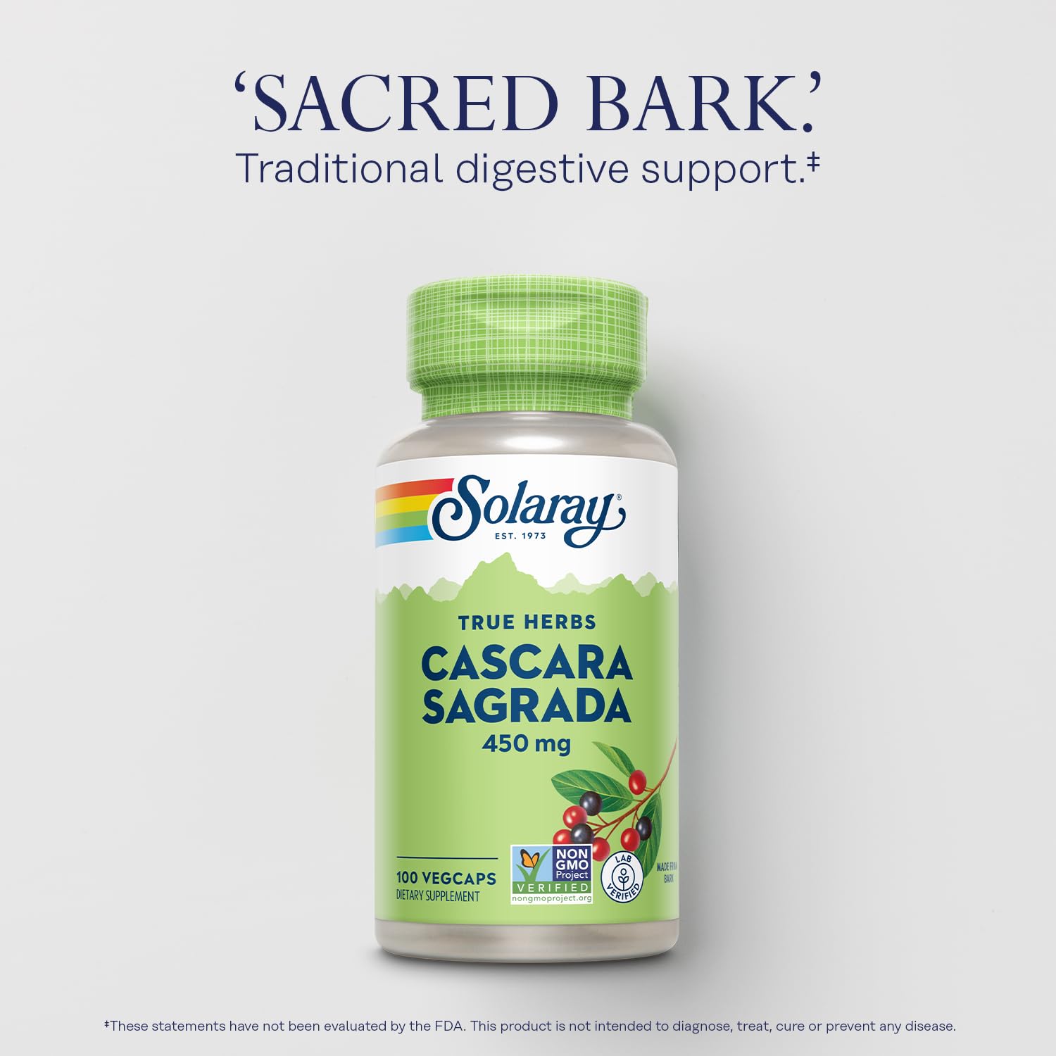 Foto 4 pulgar | Suplemento Solaray Cáscara Sagrada, 450 Mg, 100 Cápsulas Vegetales - Venta Internacional.