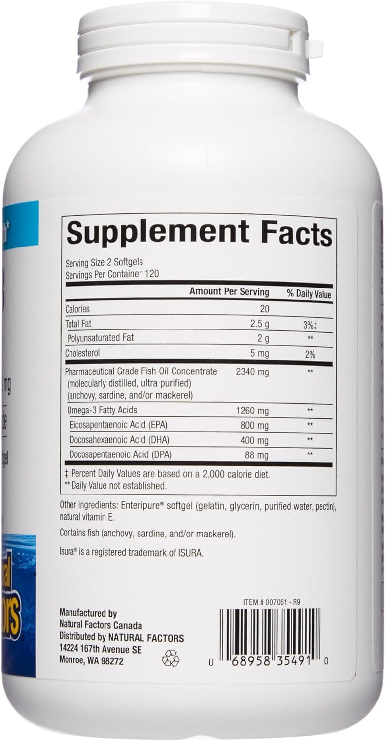 Foto 2 | Suplemento Natural Factors Rxomega-3 De Aceite De Pescado 240 Cápsulas Blandas - Venta Internacional.