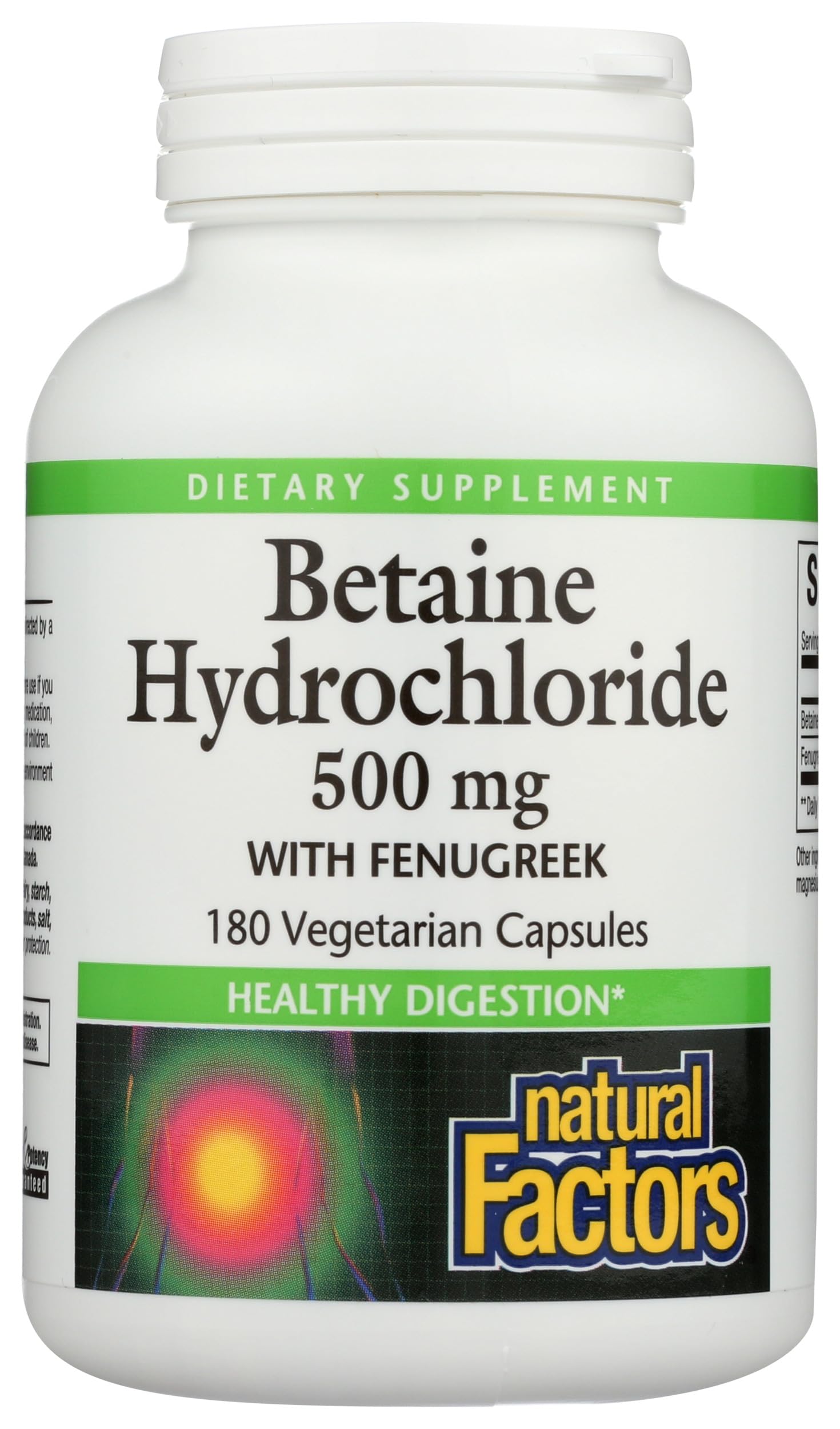 Foto 2 pulgar | Suplemento Natural Factors Betaine Hcl 500 Mg 180 Cápsulas - Venta Internacional.