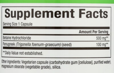 Foto 3 | Suplemento Natural Factors Betaine Hcl 500 Mg 180 Cápsulas - Venta Internacional.