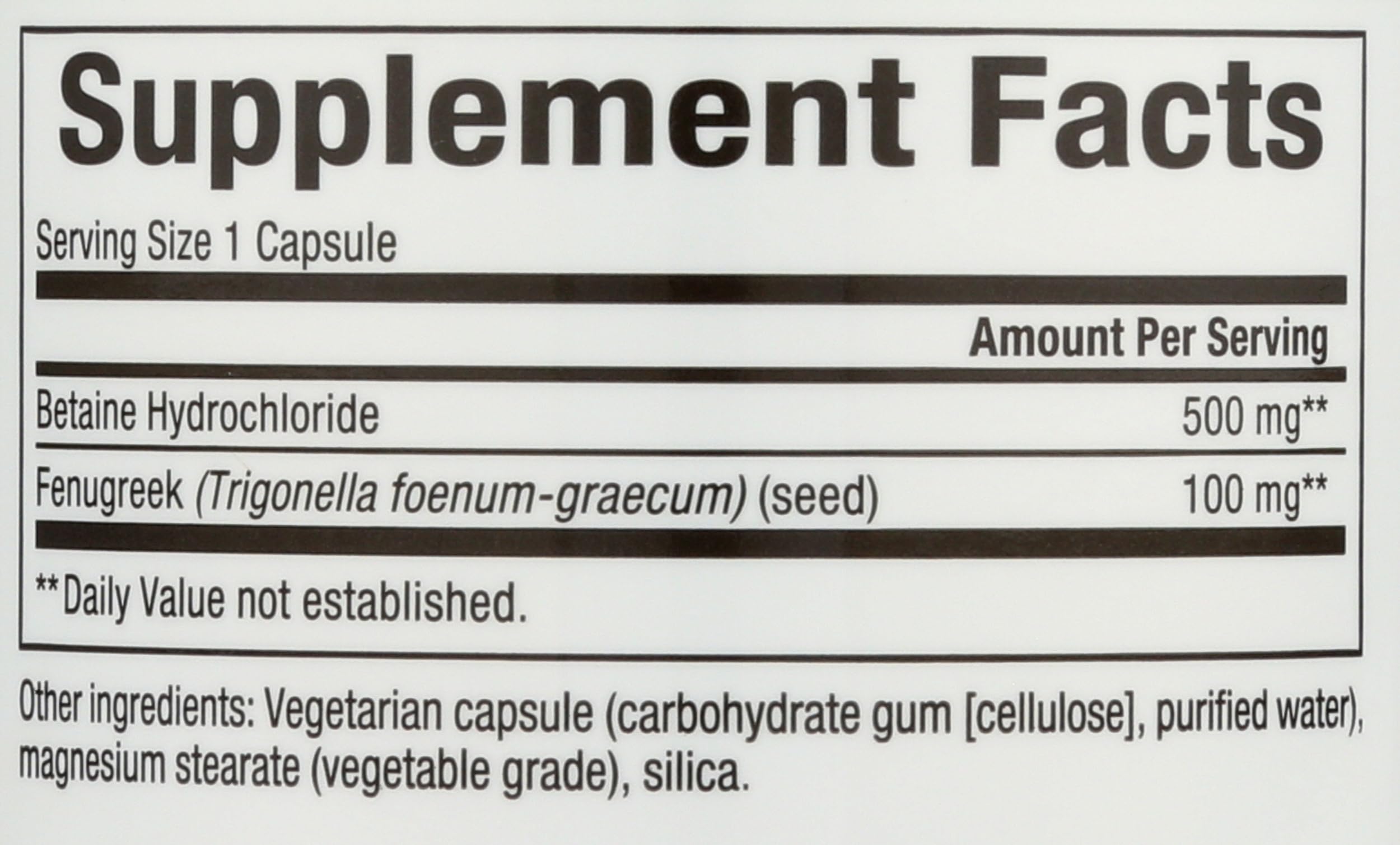 Foto 5 pulgar | Suplemento Natural Factors Betaine Hcl 500 Mg 180 Cápsulas - Venta Internacional.
