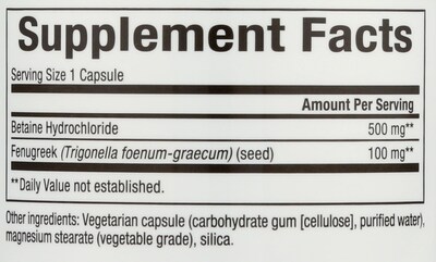 Foto 4 | Suplemento Natural Factors Betaine Hcl 500 Mg 180 Cápsulas - Venta Internacional.
